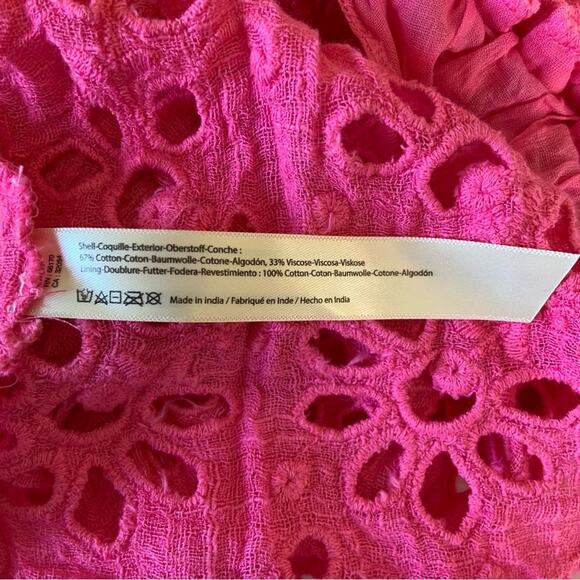 Free People One Perla Pink Eyelet Off Shoulder Blouse Crop Top XS NWOT - Picture 12 of 12